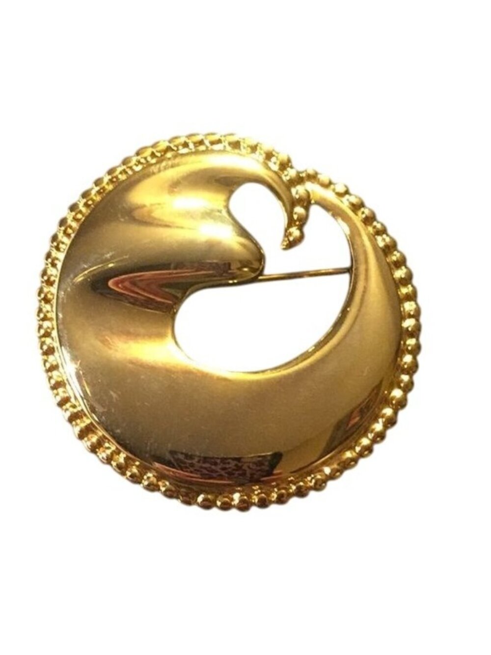 Crown Trifari Gold-Tone Round Abstract Brooch